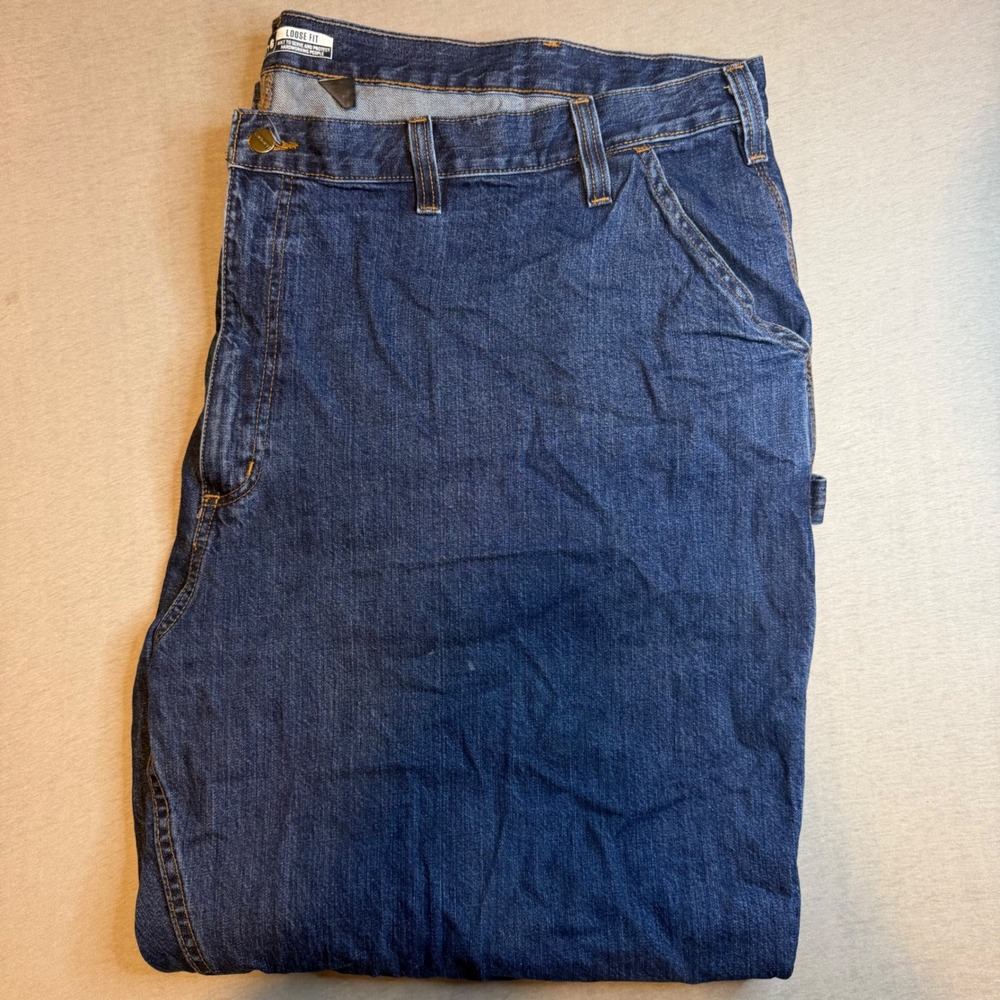 Carhartt Mens Loose Fit Carpenter Jeans Dark Wash Denim 54x32 Utility Pants Work - Picture 3 of 9